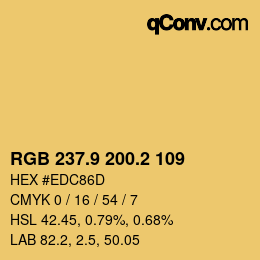 Farbcode: RGB 237.9 200.2 109 | qconv.com