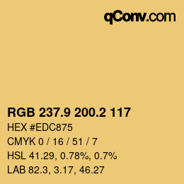 カラーコード: RGB 237.9 200.2 117 | qconv.com
