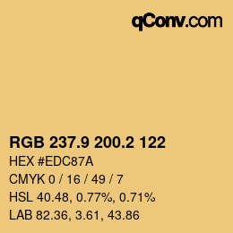 カラーコード: RGB 237.9 200.2 122 | qconv.com