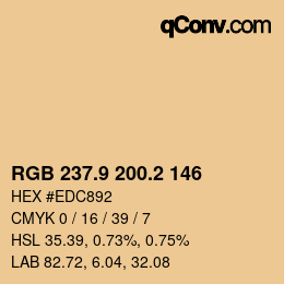 Color code: RGB 237.9 200.2 146 | qconv.com