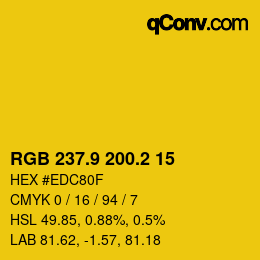カラーコード: RGB 237.9 200.2 15 | qconv.com