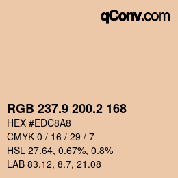 カラーコード: RGB 237.9 200.2 168 | qconv.com