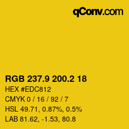 カラーコード: RGB 237.9 200.2 18 | qconv.com