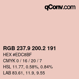 カラーコード: RGB 237.9 200.2 191 | qconv.com