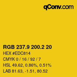 カラーコード: RGB 237.9 200.2 20 | qconv.com