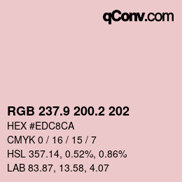 カラーコード: RGB 237.9 200.2 202 | qconv.com