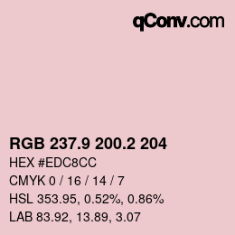 Color code: RGB 237.9 200.2 204 | qconv.com