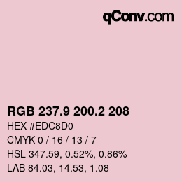 カラーコード: RGB 237.9 200.2 208 | qconv.com