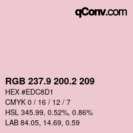 Código de color: RGB 237.9 200.2 209 | qconv.com