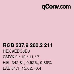 カラーコード: RGB 237.9 200.2 211 | qconv.com
