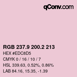 カラーコード: RGB 237.9 200.2 213 | qconv.com
