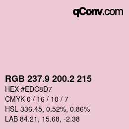 カラーコード: RGB 237.9 200.2 215 | qconv.com