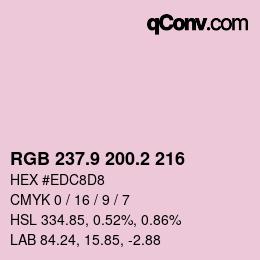 カラーコード: RGB 237.9 200.2 216 | qconv.com