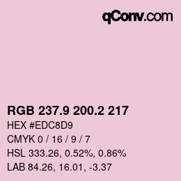 カラーコード: RGB 237.9 200.2 217 | qconv.com