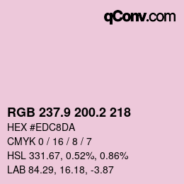 カラーコード: RGB 237.9 200.2 218 | qconv.com