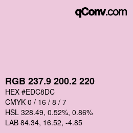Color code: RGB 237.9 200.2 220 | qconv.com