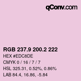 カラーコード: RGB 237.9 200.2 222 | qconv.com