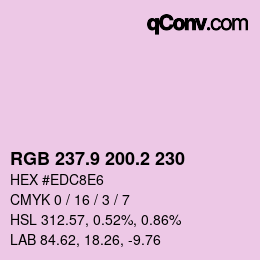 カラーコード: RGB 237.9 200.2 230 | qconv.com