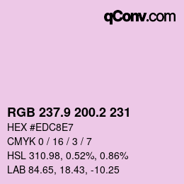 Color code: RGB 237.9 200.2 231 | qconv.com