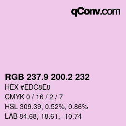カラーコード: RGB 237.9 200.2 232 | qconv.com