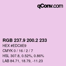カラーコード: RGB 237.9 200.2 233 | qconv.com