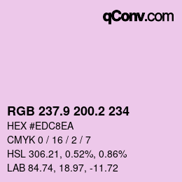 カラーコード: RGB 237.9 200.2 234 | qconv.com
