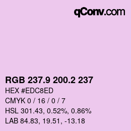 カラーコード: RGB 237.9 200.2 237 | qconv.com
