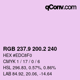 Color code: RGB 237.9 200.2 240 | qconv.com