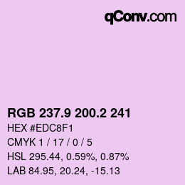 カラーコード: RGB 237.9 200.2 241 | qconv.com