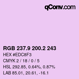 カラーコード: RGB 237.9 200.2 243 | qconv.com