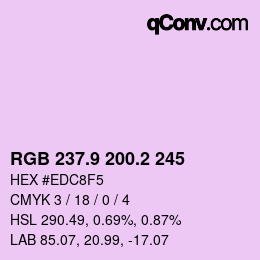 Color code: RGB 237.9 200.2 245 | qconv.com