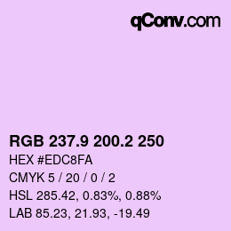 Color code: RGB 237.9 200.2 250 | qconv.com