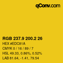 カラーコード: RGB 237.9 200.2 26 | qconv.com