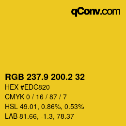 カラーコード: RGB 237.9 200.2 32 | qconv.com
