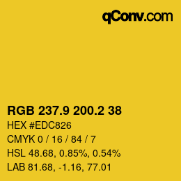 カラーコード: RGB 237.9 200.2 38 | qconv.com