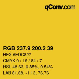 カラーコード: RGB 237.9 200.2 39 | qconv.com