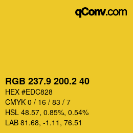 カラーコード: RGB 237.9 200.2 40 | qconv.com