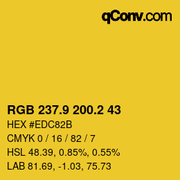カラーコード: RGB 237.9 200.2 43 | qconv.com