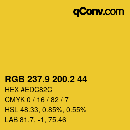 カラーコード: RGB 237.9 200.2 44 | qconv.com