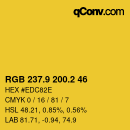 カラーコード: RGB 237.9 200.2 46 | qconv.com