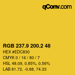 カラーコード: RGB 237.9 200.2 48 | qconv.com