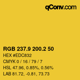 カラーコード: RGB 237.9 200.2 50 | qconv.com