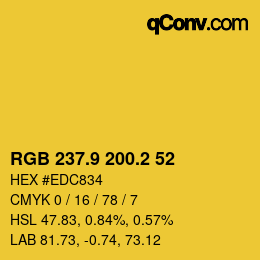 カラーコード: RGB 237.9 200.2 52 | qconv.com