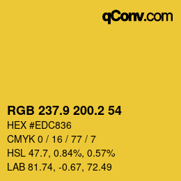 カラーコード: RGB 237.9 200.2 54 | qconv.com