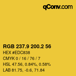 カラーコード: RGB 237.9 200.2 56 | qconv.com