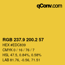 カラーコード: RGB 237.9 200.2 57 | qconv.com