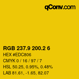 カラーコード: RGB 237.9 200.2 6 | qconv.com