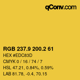 カラーコード: RGB 237.9 200.2 61 | qconv.com