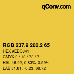 カラーコード: RGB 237.9 200.2 65 | qconv.com