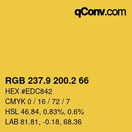 カラーコード: RGB 237.9 200.2 66 | qconv.com